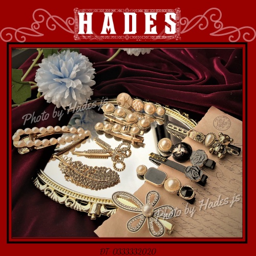 Kẹp tóc nữ đính đá ngọc trai nhân tạo set 5c phong cách quý tộc - cặp tóc mái tiểu thư retro vintage cổ điển Hades.js