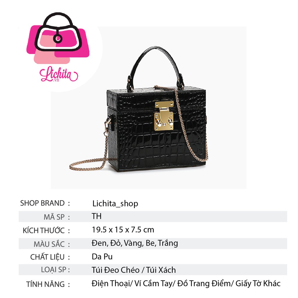 [Hot Sale] Túi Hộp Da Vân Cá Sấu Cao Cấp Màu Đen Vàng Cam Đỏ Trắng Phong Cách Hàn Quốc Trend Hè 2021