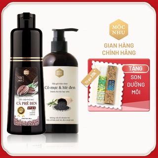 Dầu gội cà phê đen - màu nâu đen + dầu gội cỏ mực mộc nhu