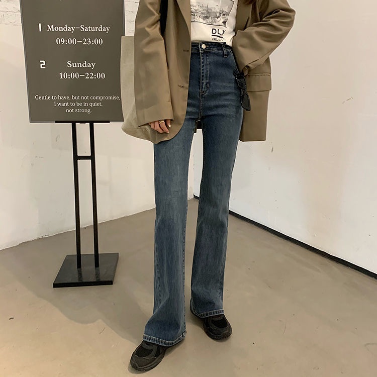 Quần jean ống loe lưng cao phong cách Hàn Quốc năm 2021