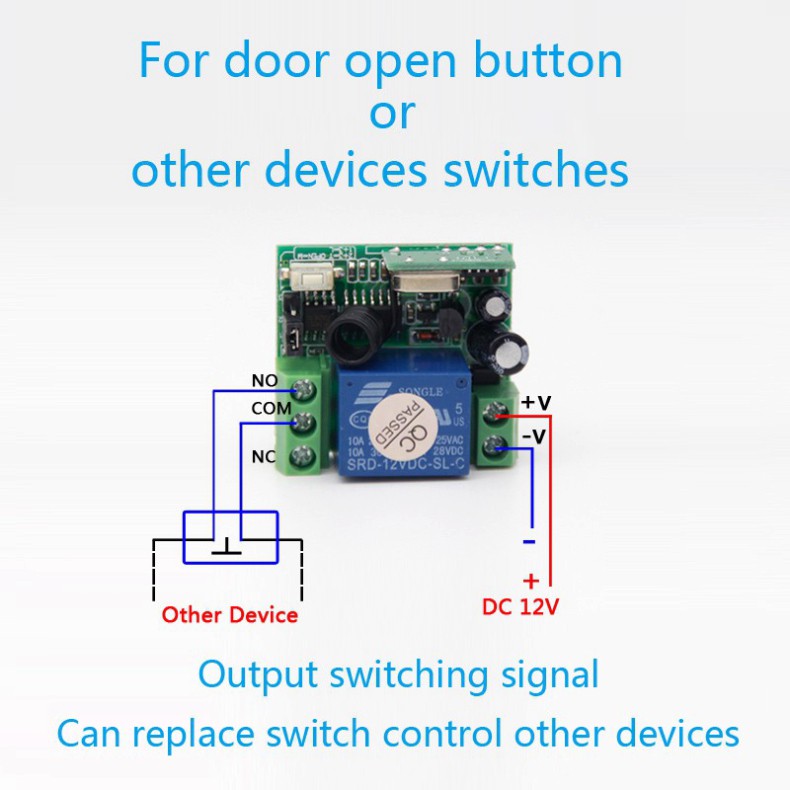 Mạch điều khiển từ xa RF 433Mhz kèm remote 2 nút (dùng nguồn 12v điều khiển)