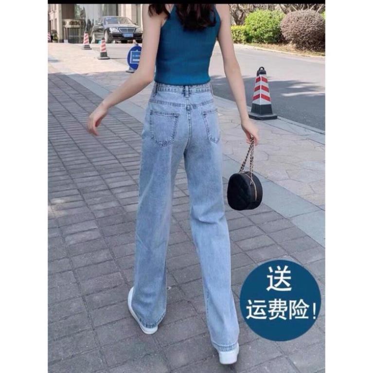 Quần jean bò ống rộng quần jean bò ống suông jeans nữ cạp cao hot 2021 | BigBuy360 - bigbuy360.vn