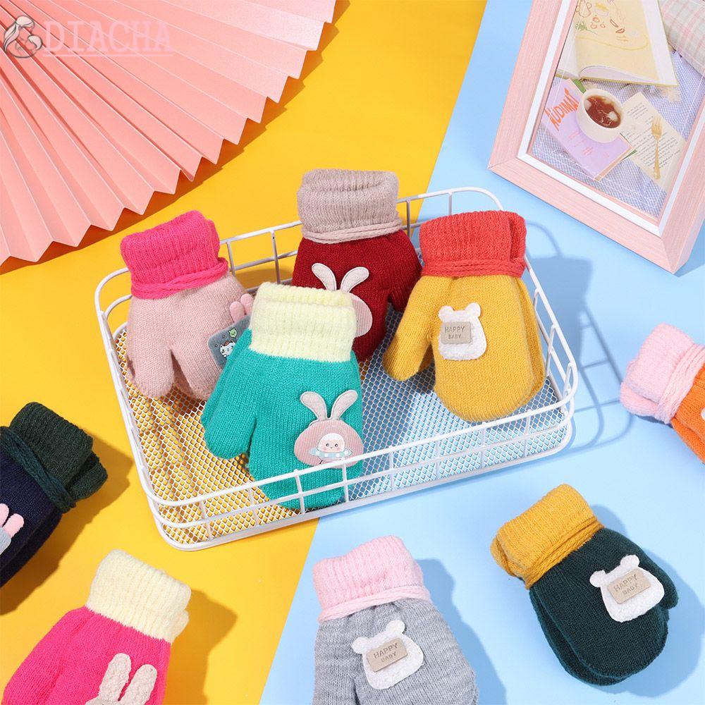 Găng tay dệt kim dày dặn giữ ấm mùa đông dễ thương cho bé 1-6 tuổi