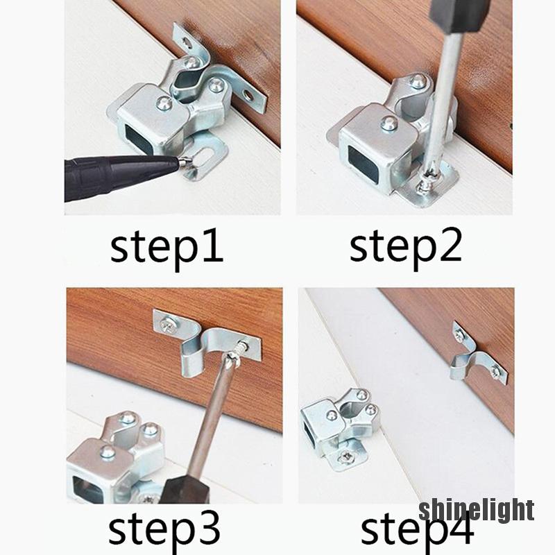 [shinelight] Double Roller Catch + Screws Cupboard Cabinet Door Latch Locks Hardware Tool