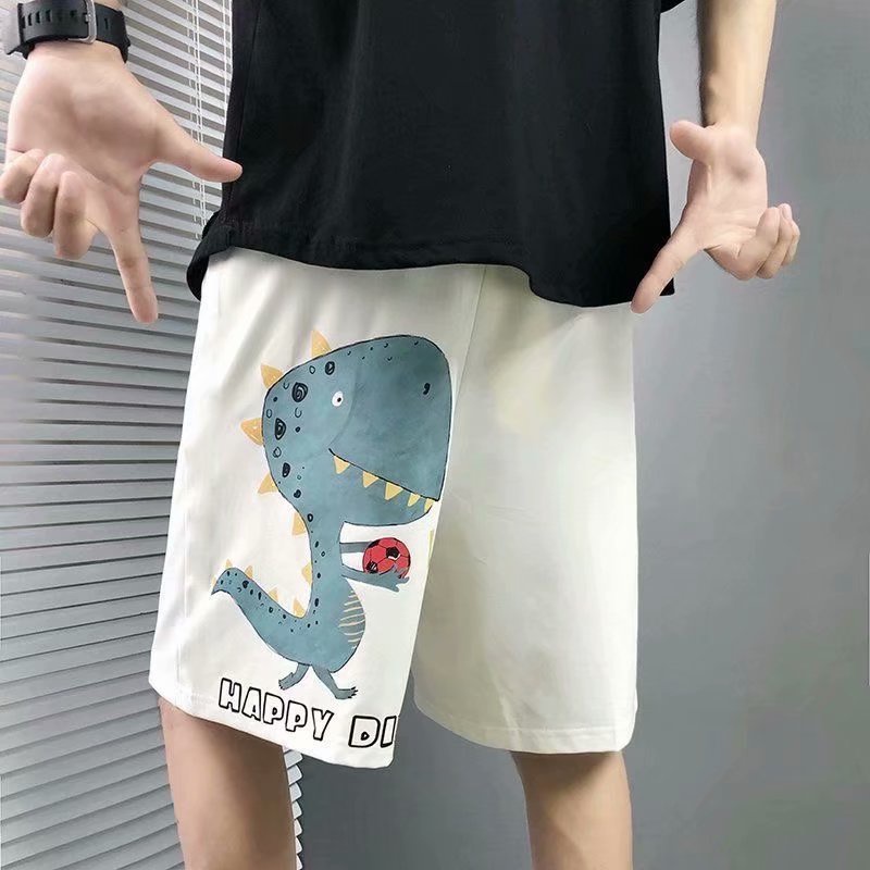 Quần short thể thao dáng rộng in hoạt hình khủng long kiểu Hàn Quốc thời trang mùa hè cho nam cỡ m-8xl