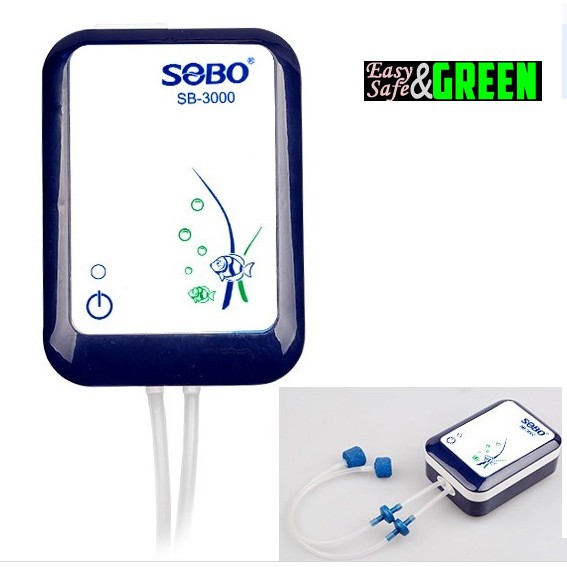 Máy sủi oxy tích điện SB-3000, sục sủi oxy bể cá cảnh