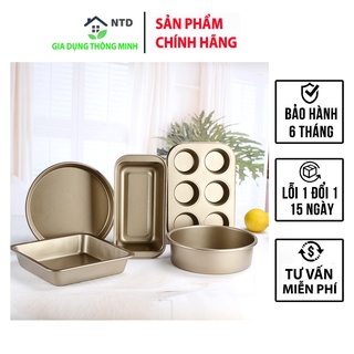 Bộ 5 khuôn làm bánh không dính diy - khay nướng bánh chống dính thép carbon cao cấp - nt2928