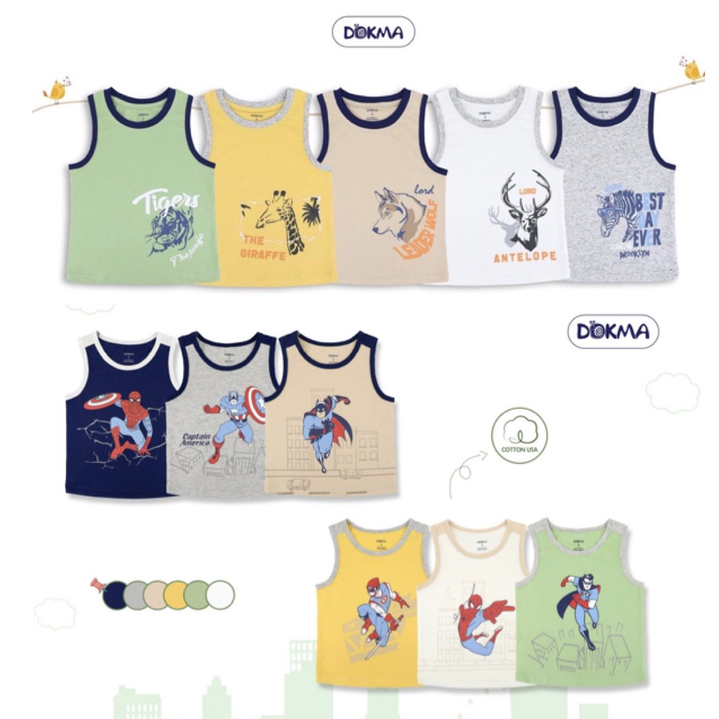 DA1028/1021 Áo ba lỗ bé trai cotton Dokma (2-6T)