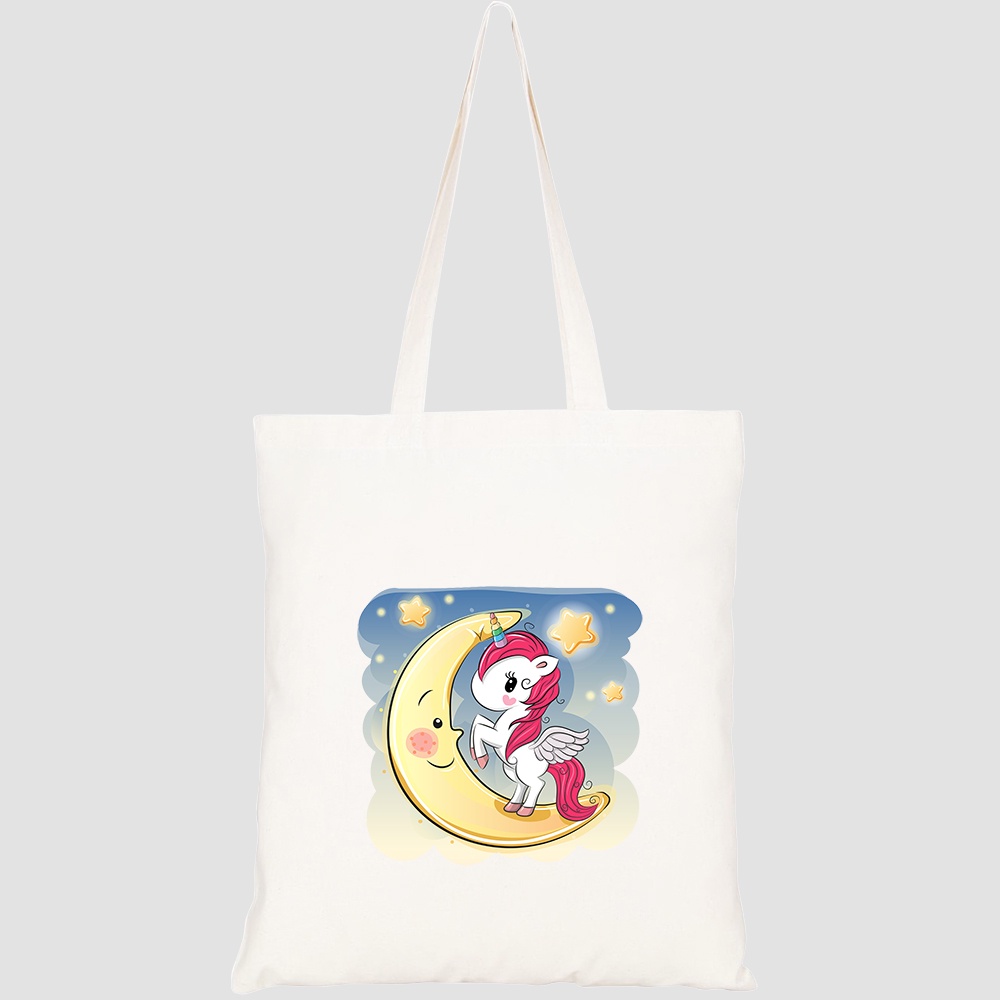 Túi vải tote canvas HTFashion in hình cute cartoon unicorn girl on HT542