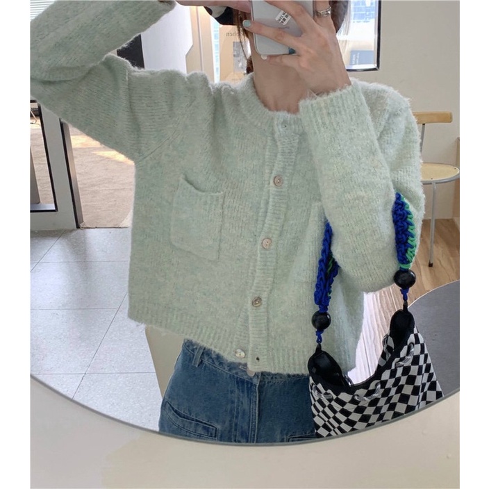 ÁO LEN CARDIGAN DÁNG CROPOP