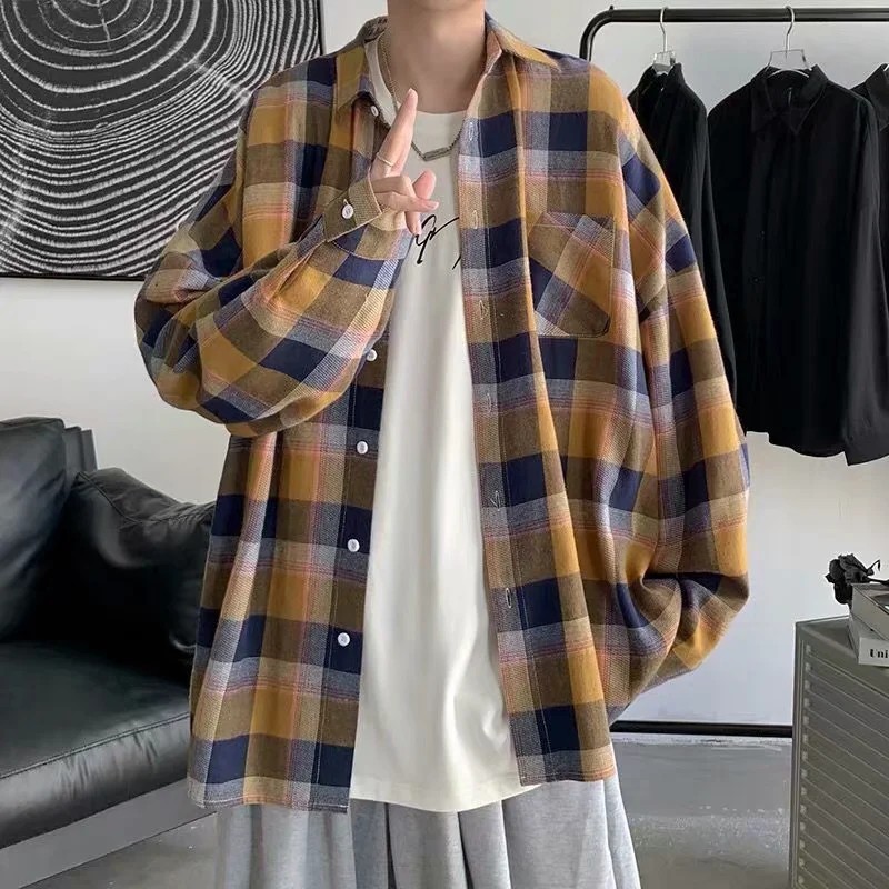 Áo sơ mi caro flanel tay dài dáng rộng unisex phong cách ulzzang siêu hot | BigBuy360 - bigbuy360.vn