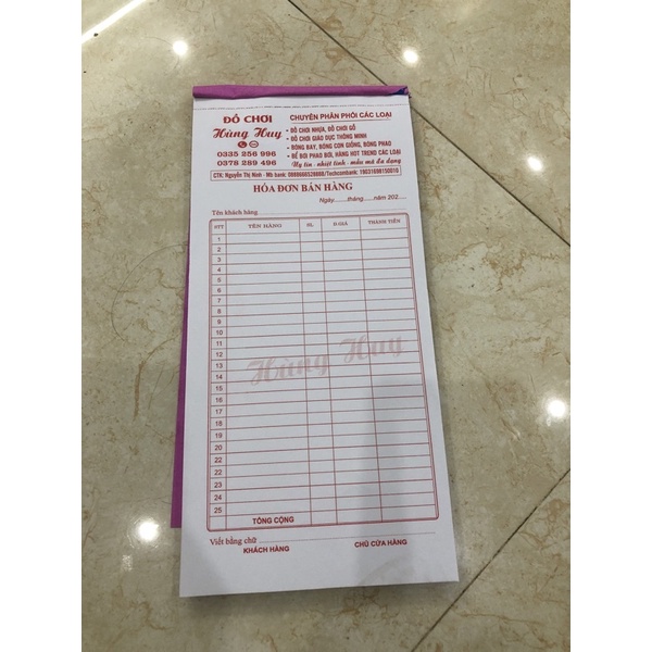 Hoá đơn bán hàng in theo yêu cầu thiết kế miễn phí