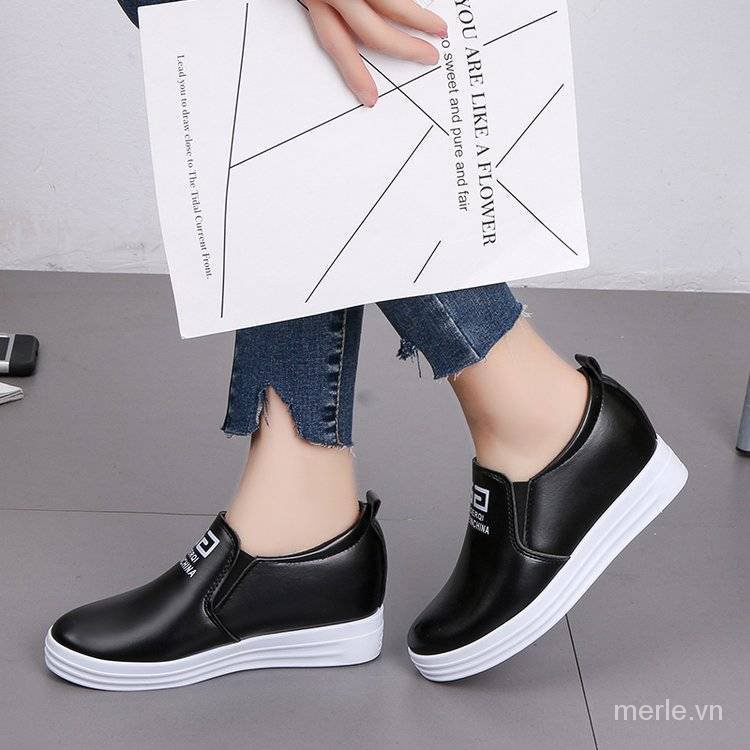 Giày lười đế độn màu sắc lót đơn giản lớp lót giữ ấm thời trang cho nữ