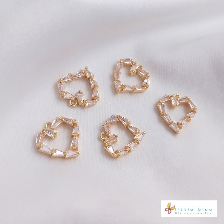 Mặt Dây Chuyền Hình Chữ T/Trái Tim Đính Đá Zircon Màu Vàng Đồng 14K Sang Trọng