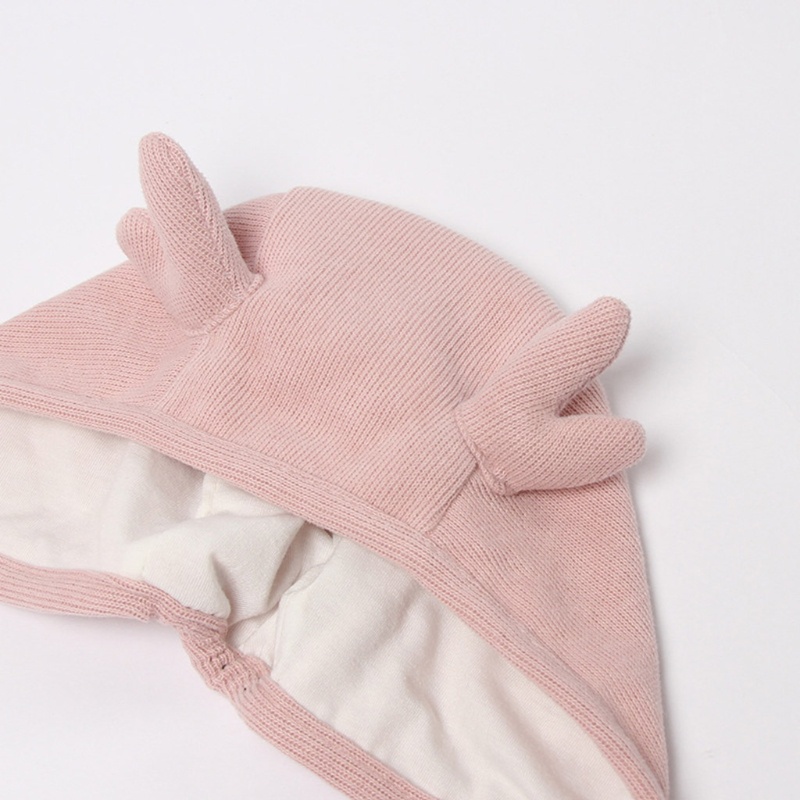 Mũ Beanie Màu Trơn Giữ Ấm Tai Hình Tuần Lộc Dễ Thương Cho Bé Sơ Sinh