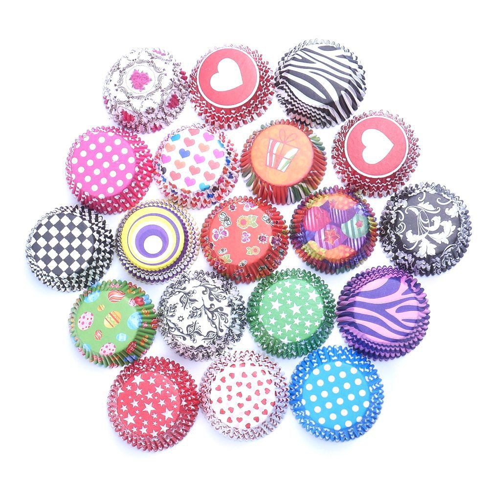 Set 100 Vỏ Giấy Làm Bánh Cupcake Nhiều Màu