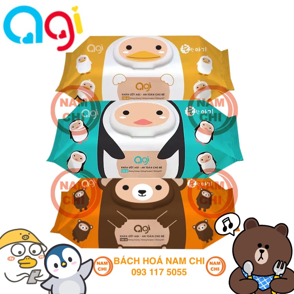 [AGI] Khăn Giấy Ướt AGI 100 Tờ Dành Cho Bé Dưới 36 Tháng