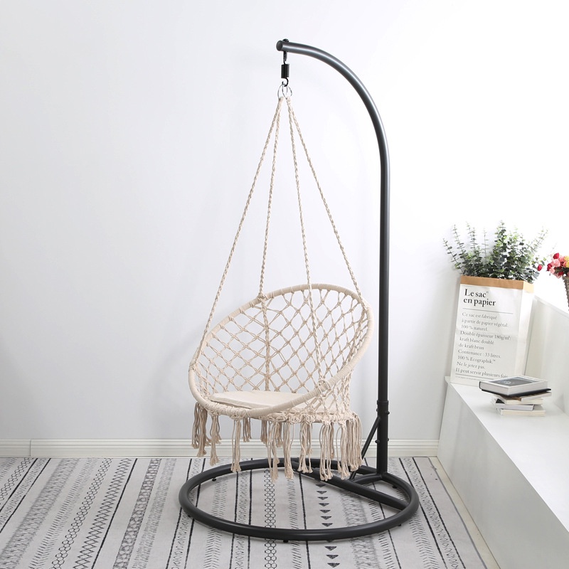 Xich đu Macrame cotton Swing kinh bắc siêu chất mầu kem Trắng- Có Cần treo đi kèm