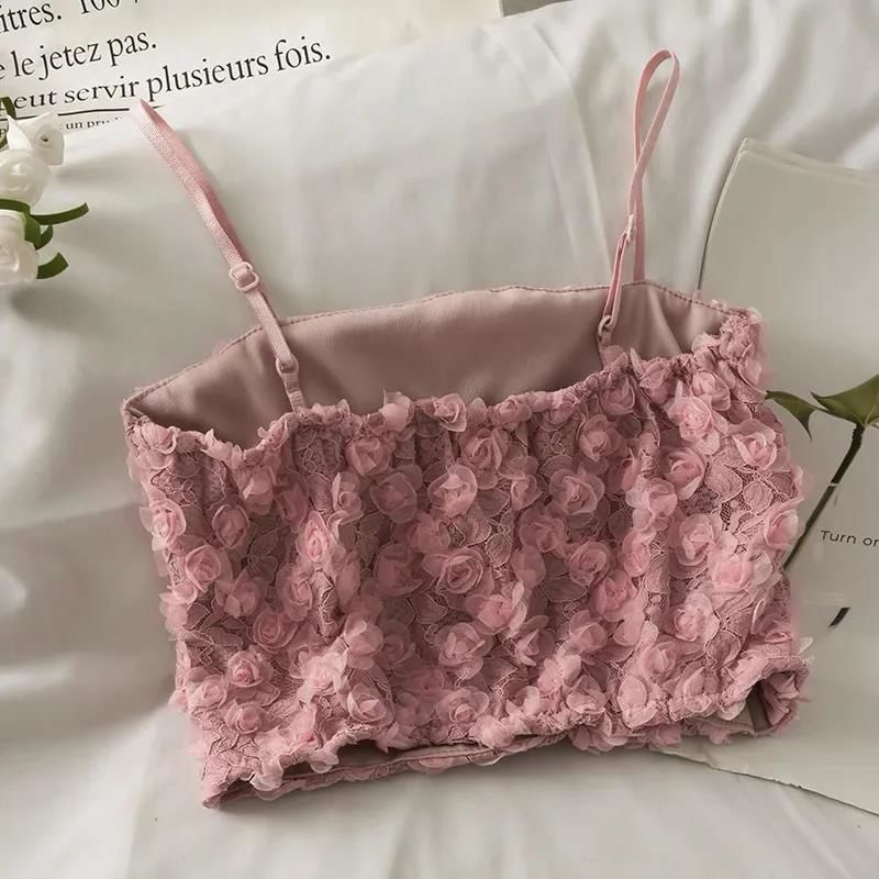 Áo bra ren hoa hai dây dáng croptop Midori thêu hoa dễ thương M242