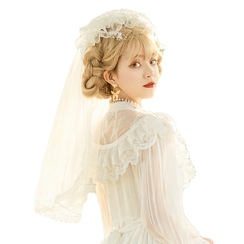 Mạng Che Mặt Màu Trắng Đen Phong Cách Lolita Cổ Điển