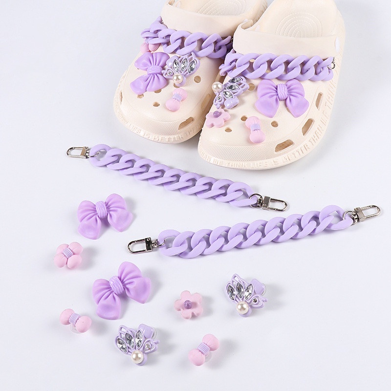 Set 14 Phụ Kiện Khóa Giày Diy Hình Hoa Dễ Thương