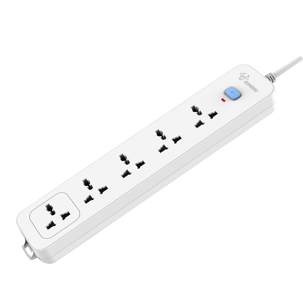Ổ Cắm Điện Gongniu 5 Ổ Đa Năng 1 Công Tắc – Công Suất 10A/250/2500W – Trắng – Chính Hãng