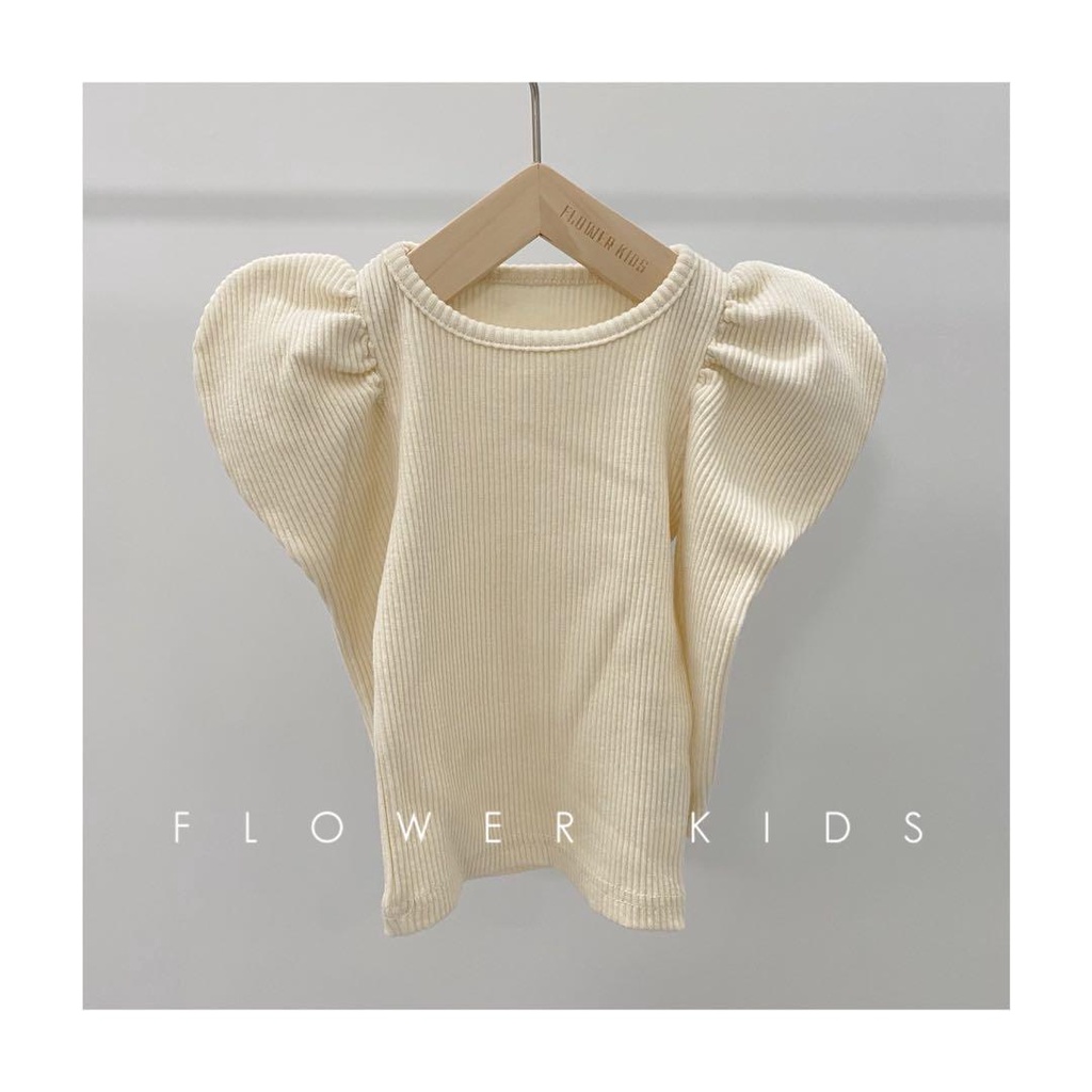 Áo Tay Phồng Màu Trơn Thời Trang Xuân Thu Hàn Quốc Mới Dành Cho Bé Gái 2021