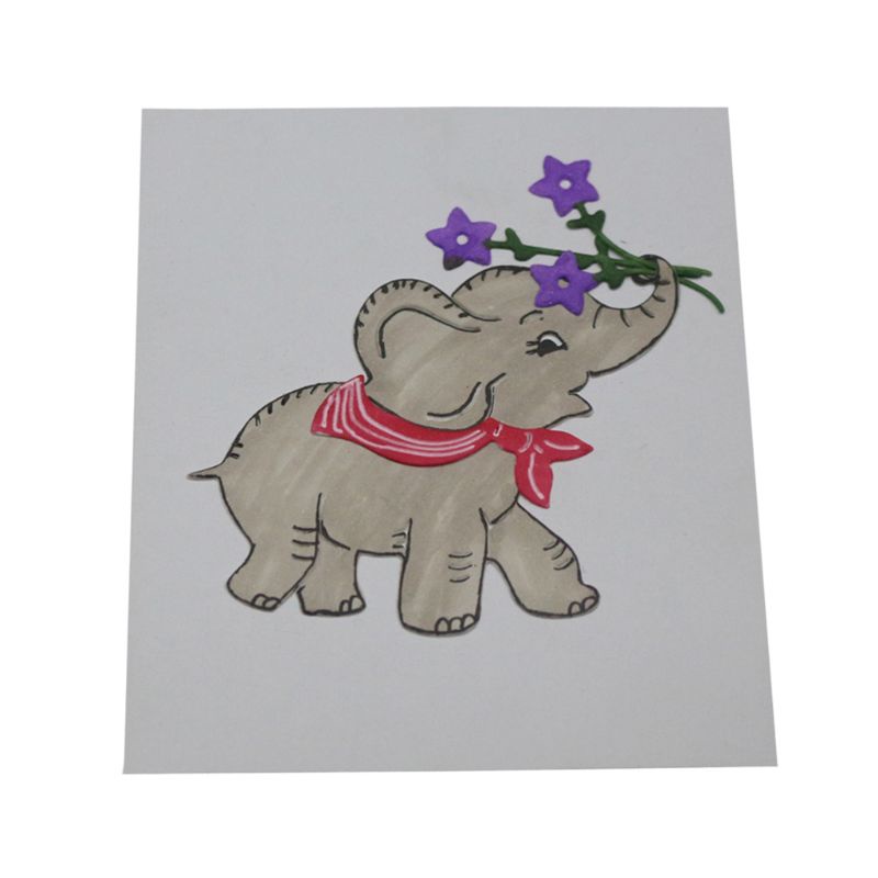 Thẻ Cắt Giấy Kim Loại Hình Voi Hoa Xinh Xắn