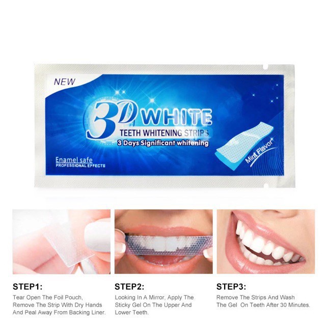 Hộp 7 Gói 14 Miếng dán trắng răng tiện lợi 3D White Teeth Whitening Strips