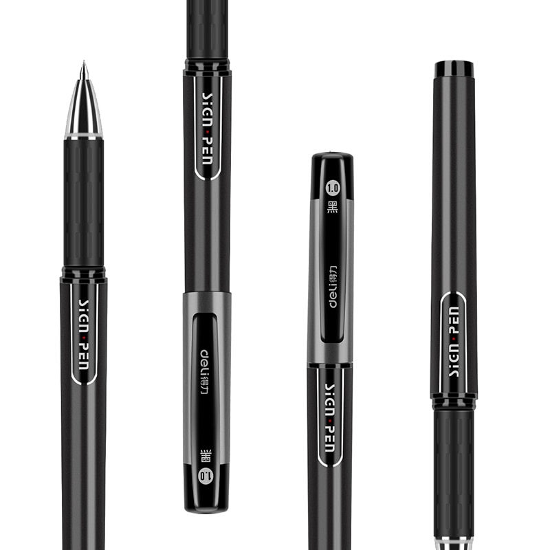 Bút Bi Gel Lăn Deli Mực Đen 1.0mm S73 Có Thể Thu Vào