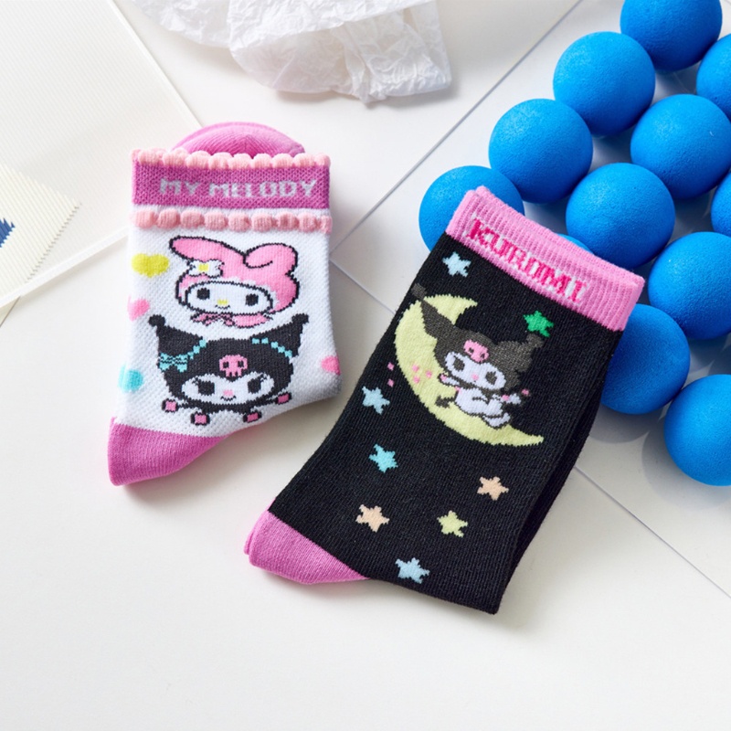 Vớ cổ cao thời trang in họa tiết hoạt hình nhiều màu sắc phong cách Harajuku Nhật Bản cho nữ