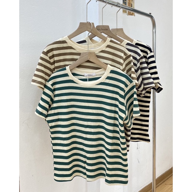 Áo pull kẻ ngang sợi dệt form vừa, kiểu dáng basic freesize