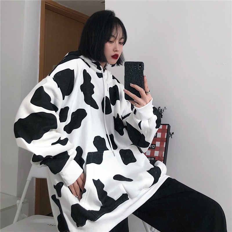 Áo hoodie bò sữa nữ form rộng dài vải nỉ chất đẹp giá rẻ hàng quảng châu BST áo thu đông unisex Ulzzang 2020 | BigBuy360 - bigbuy360.vn