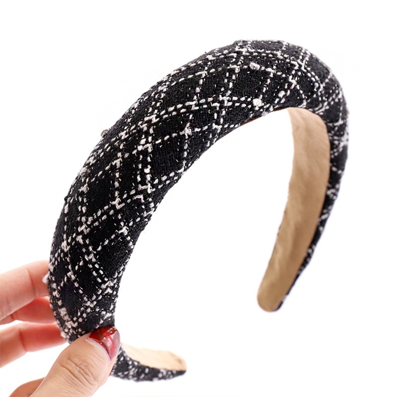 Băng Đô Cài Tóc Nhỏ Kẻ Sọc Caro Trắng Đen Cổ Điển Phong Cách Hàn Quốc Cho Nữ