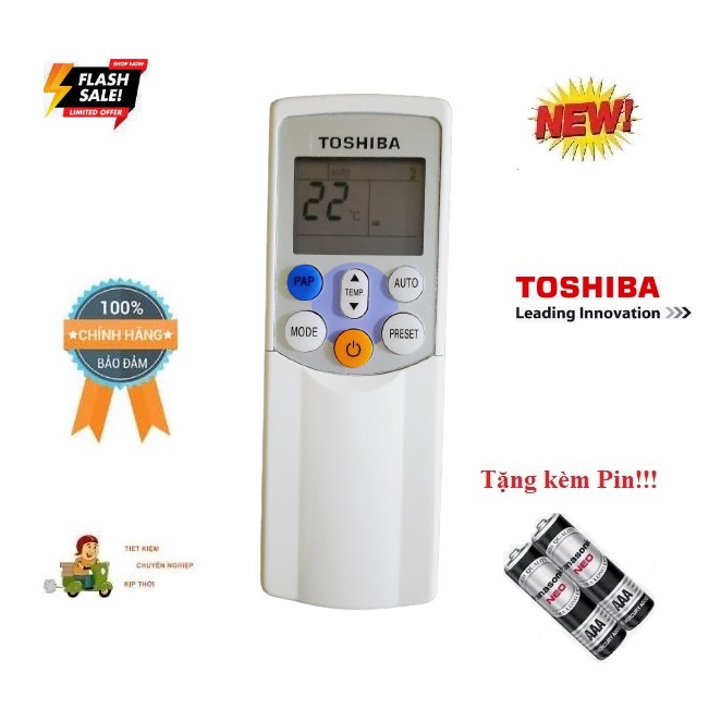 Remote Điều khiển điều hòa Toshiba 1&amp;2 chiều Inverter- Hàng chính hãng mới 100% Tặng kèm Pin!!!