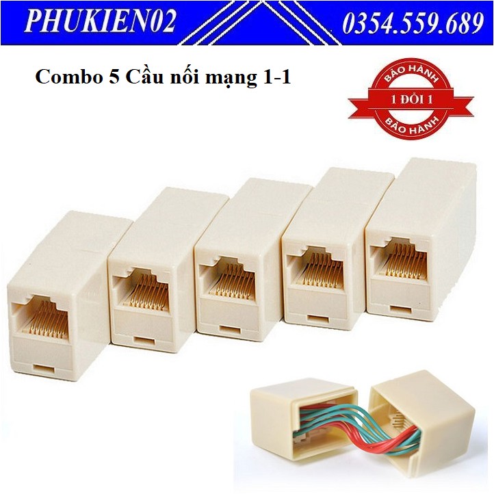 Combo 5 Cầu nối mạng 1-1 trắng, Đầu nối mạng RJ45, Cầu nối mạng RJ45, nhỏ gọn và chính xác, thiết kế chuẩn vừa vặn