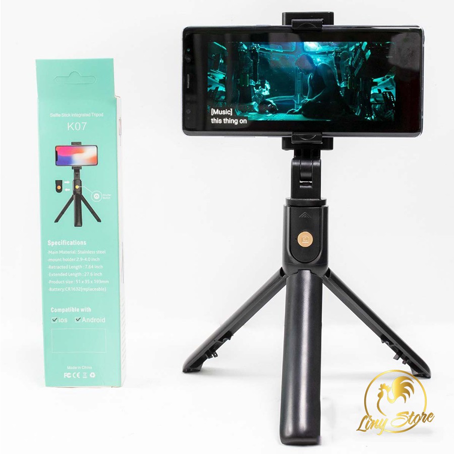 Gậy Tự Sướng Chụp Ảnh Kiêm Tripod 3 Chân K07 Kèm Nút Bluetooth Chính Hãng | BigBuy360 - bigbuy360.vn