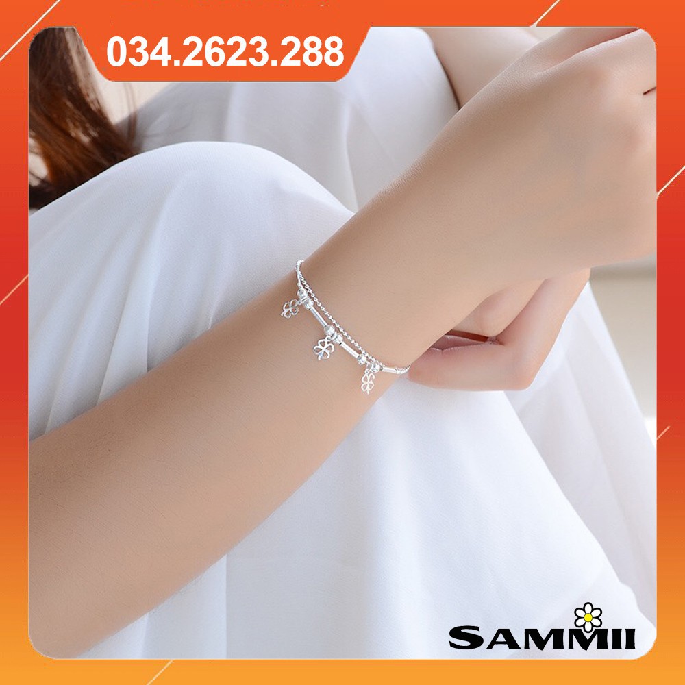 Lắc tay màu bạc mặt hình cỏ bốn lá xinh xắn_AH3 | BigBuy360 - bigbuy360.vn