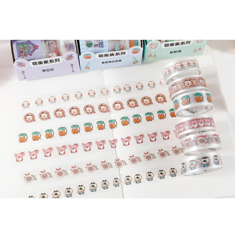 hộp 3 cuộn băng dính trang trí washi tape mặt nhám