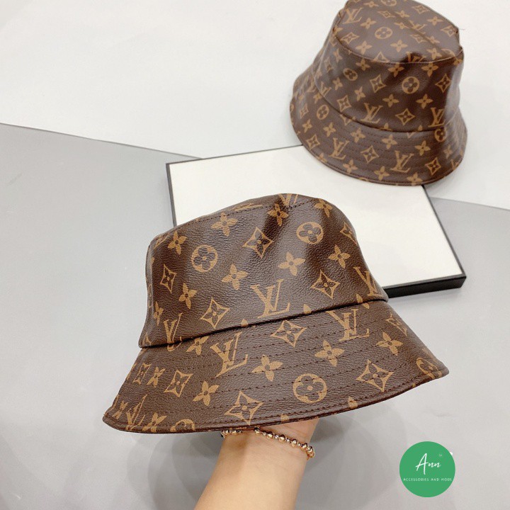 Mũ Bucket LV - Lưỡi trai Da LV Thời Trang, Chất Liệu Da PU Cao Cấp, Màu Nâu, Họa Tiết Logo Hãng Đặc Trưng, Full Tag