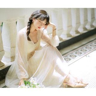 Đầm Ulzzang đính nút bọc