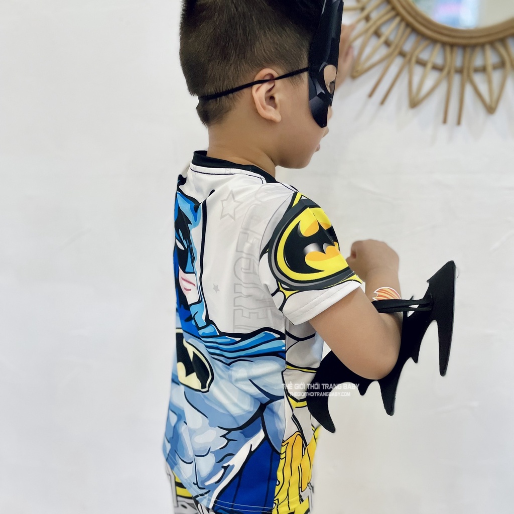 Bộ quần áo siêu nhân batman, siêu nhân người dơi cho bé trai B160 mẫu mới tặng kèm khiên và mặt nạ