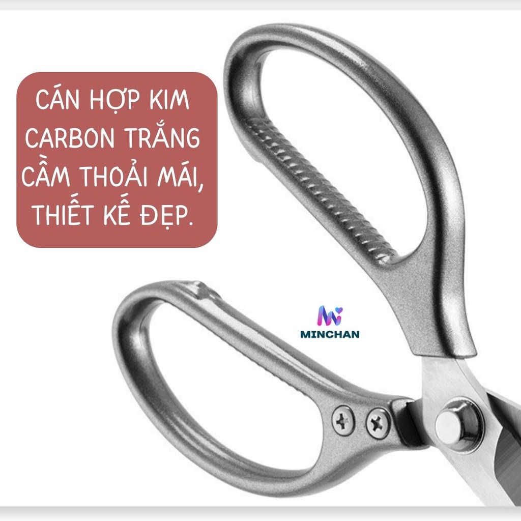 Kéo Bếp Cán Vàng Nhật Bản MINCHAN Siêu Sắc Bén, Đa Năng - Cắt Thịt, Thực Phẩm, Vải, Giấy Các Loại