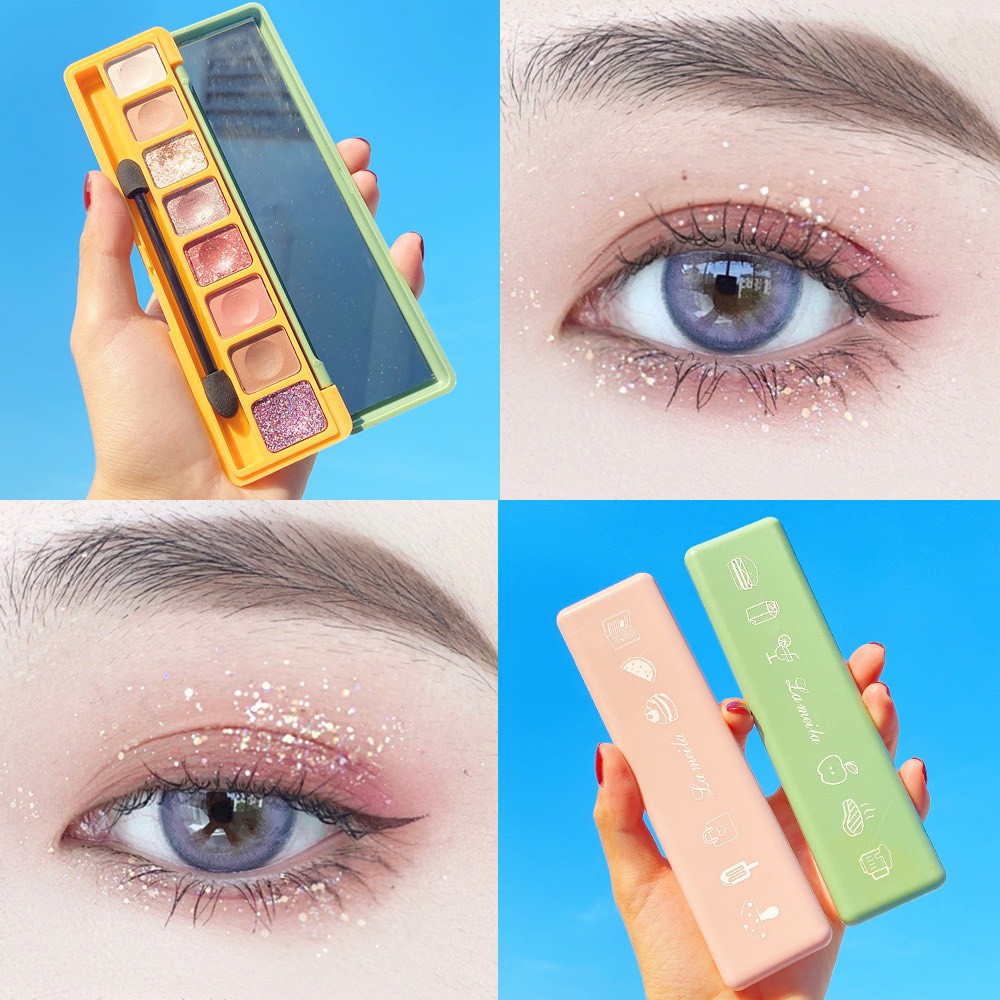Bảng Phấn mắt 8 ô Soft Eye Lameila Shadow kèm gương kèm cọ siêu tiện lâu trôi chuẩn màu nội địa sỉ rẻ