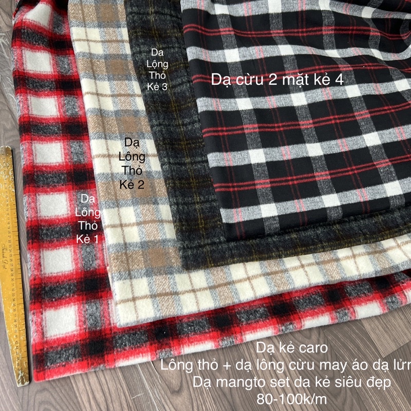 Vải Dạ kẻ Lông - Loại Dày 2 lớp bóc tách được để khâu tay