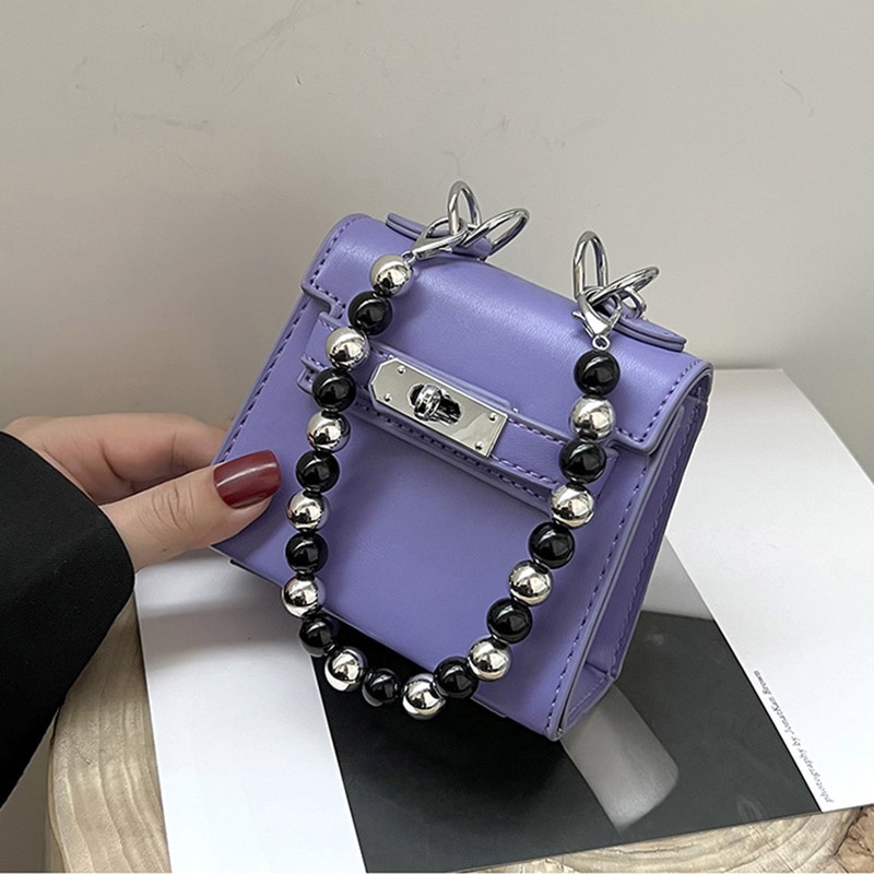 IELGY Túi Đeo Chéo Vai Có Dây Xích Đính Ngọc Trai Thời Trang Dành Cho Nữ