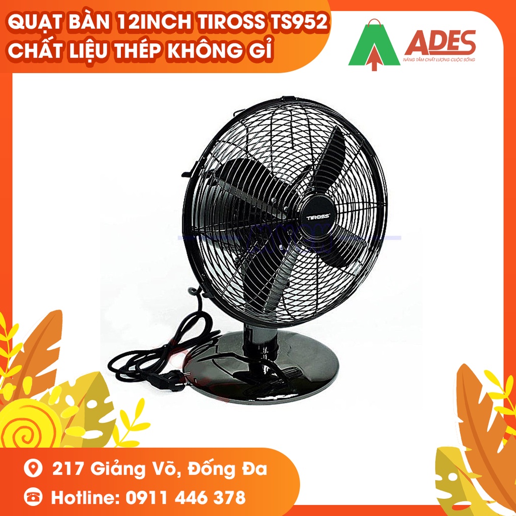 Quạt Bàn 12Inch TIROSS TS952 | Chất liệu thép không gỉ, sơn tĩnh điện