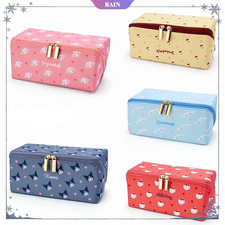 SANRIO 1 Túi Đựng Bút Có Khóa Kéo Chống Nước Sức Chứa Lớn Họa Tiết Hoạt Hình Cinnamoroll My Melody Hello Kitty