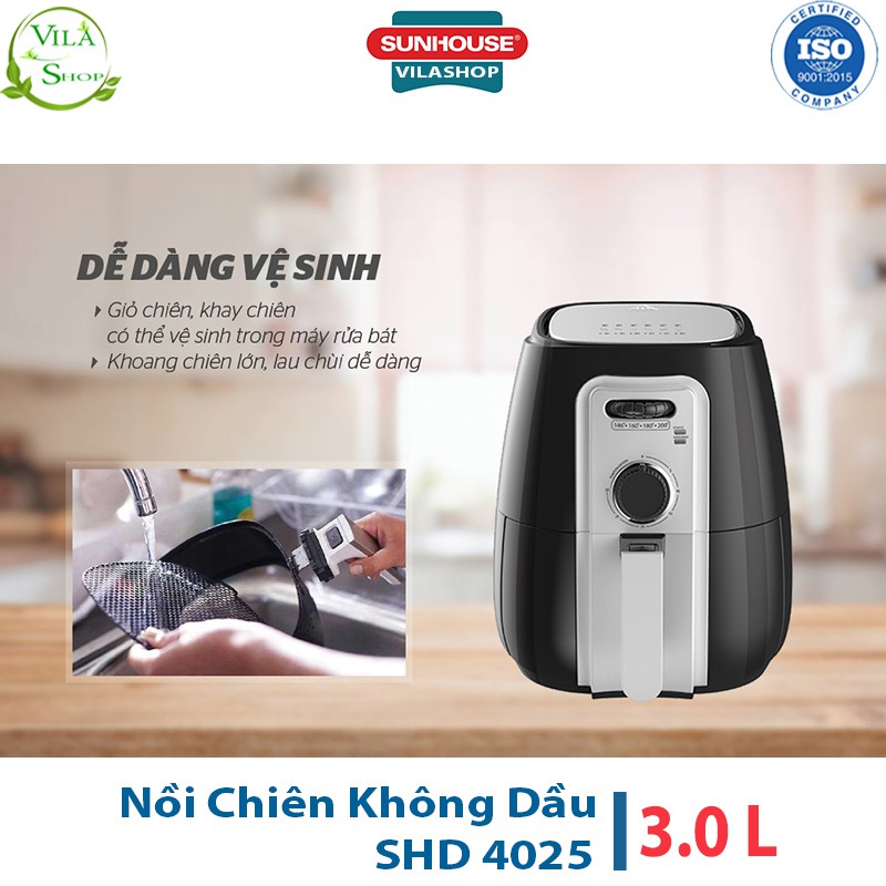 Nồi Chiên Không Dầu, Nồi Chiên Đa Năng Sunhouse SHD4025 Giảm Đến 80% Lượng Chất Béo - Bảo Vệ Sức Khỏe