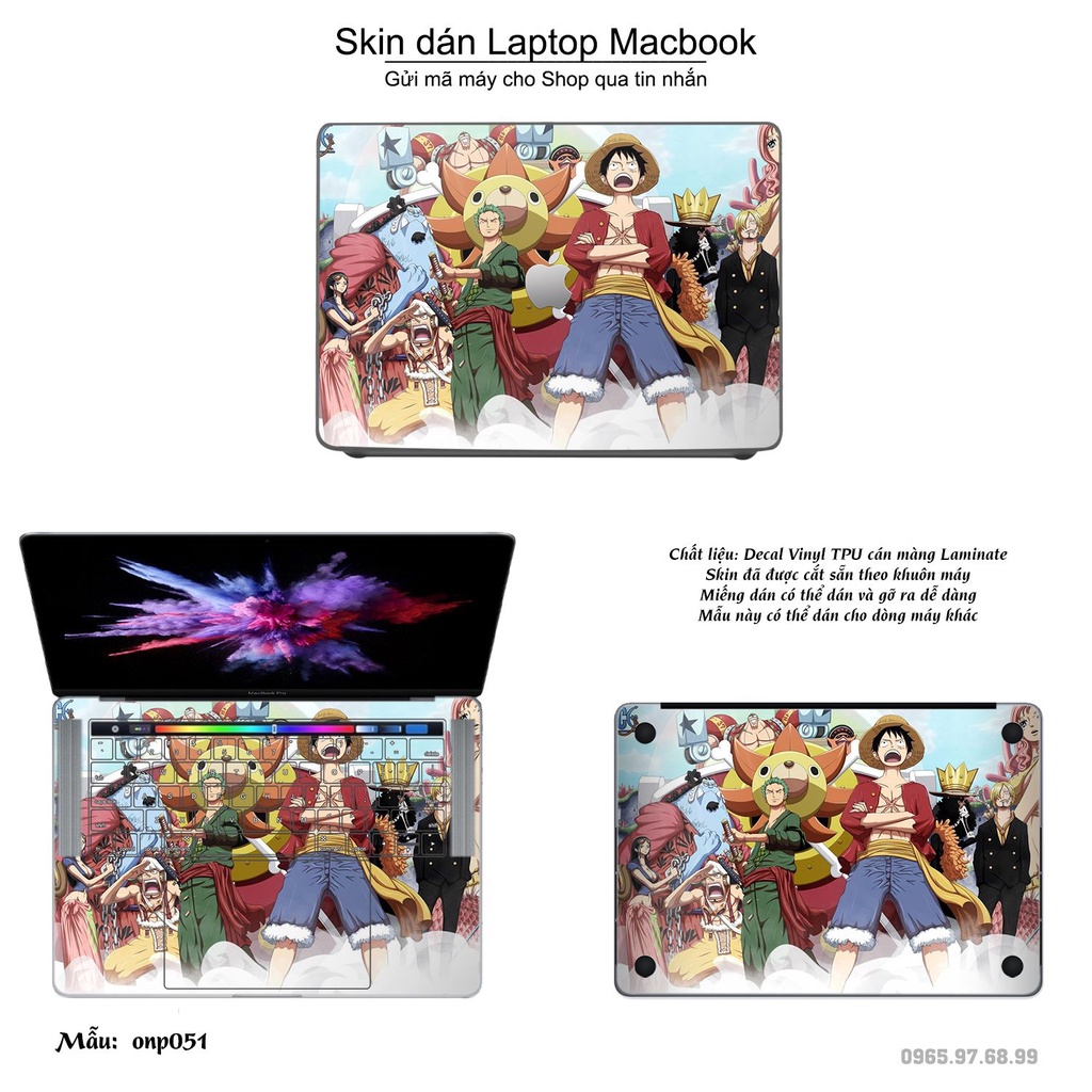 Skin dán Macbook mẫu One Piece (đã cắt sẵn, inbox mã máy cho shop)